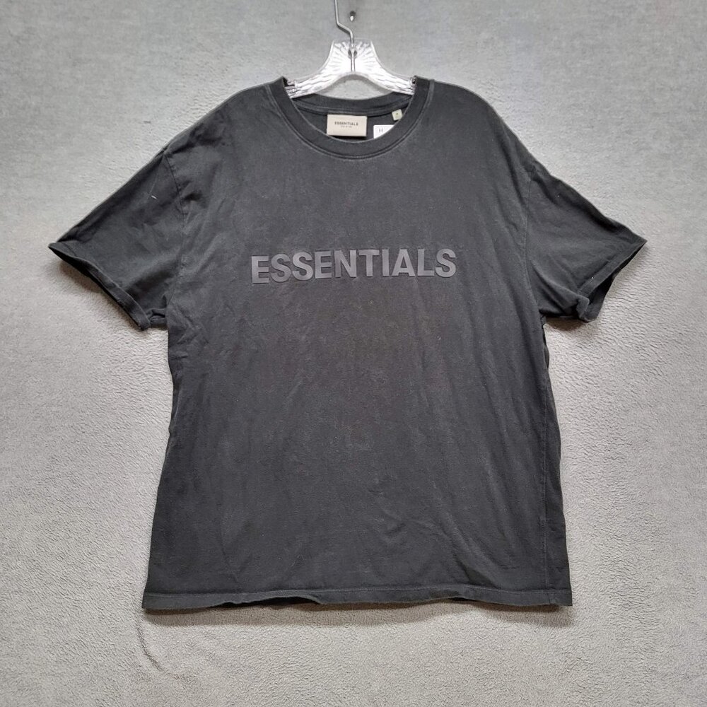 Essentials Fear Of God Men Shirt M‎ Black Solid Cotton Casual  Short Sleeve